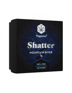 Extracto o resina CBD Happease Shatter formulacin MOUNTAIN RIVER. 58% CBD  (1g)
