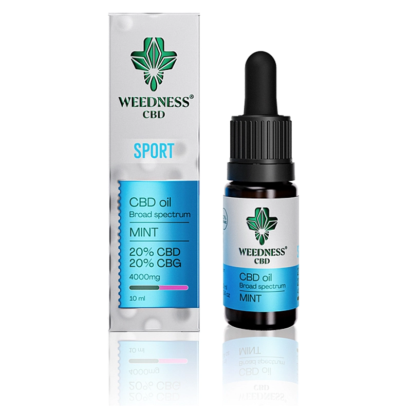 Weedness Aceite de CBD Premium Sport - Broad Spectrum 20% + CBG 20% Menta (10ml)